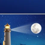 Нічник-маяк LightHouse Moon Projection із проекцією місяця Bluetooth колонкою та акумулятором