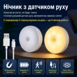 Бездротовий круглий LED світильник-нічник з магнітним кріпленням