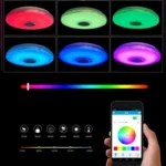 Стельовий LED світильник з управлінням через пульт та Bluetooth колонкою