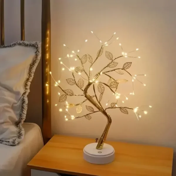 Настільний світильник дерево Бонсай з листям на 72 LED, тепле світло, USB або батарейки