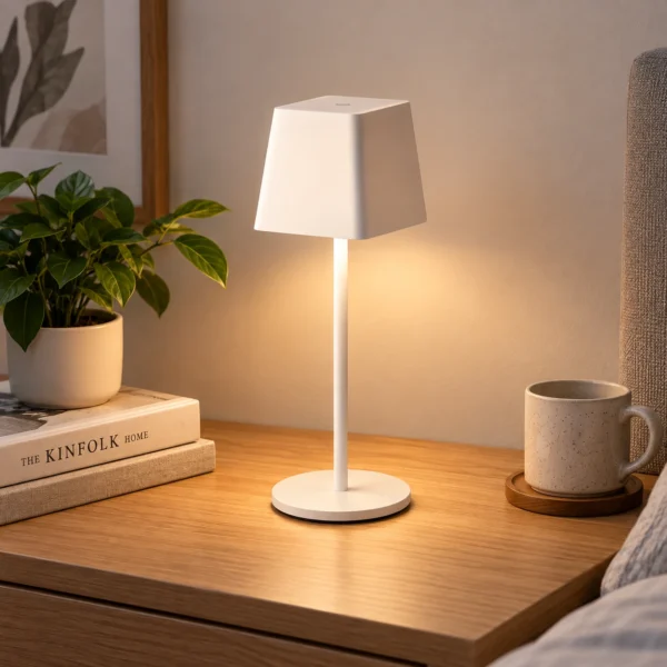 Настільна лампа Cozy у білому металевому кольорі із зарядкою від USB