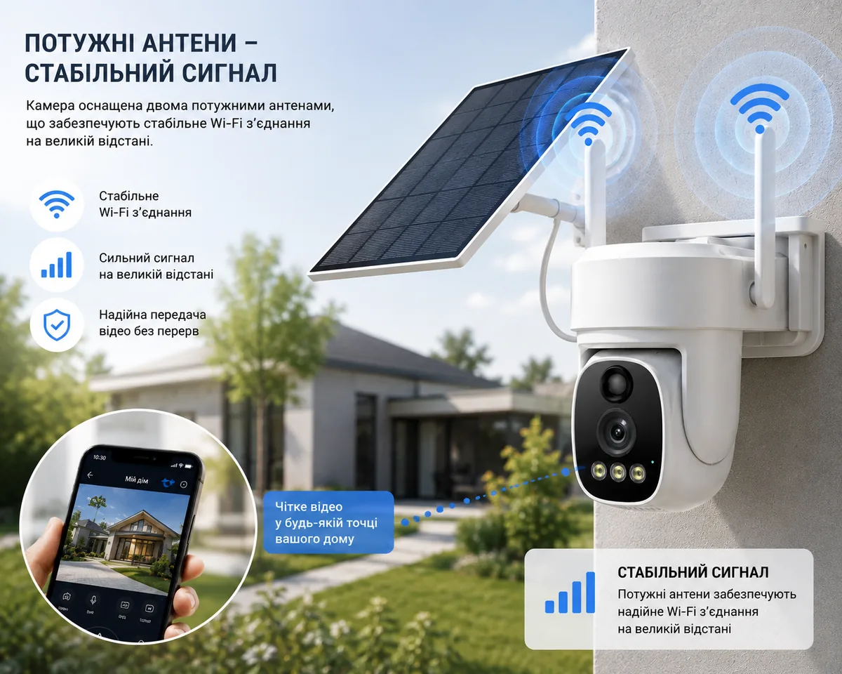 Вулична Wi-Fi камера з підключенням до інтернету без проводів